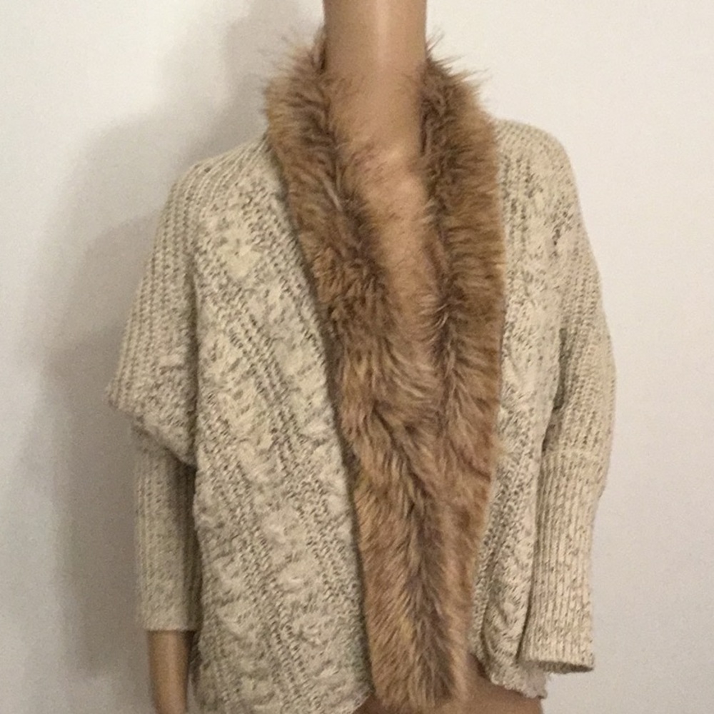 Faux fur open cardigan sweater